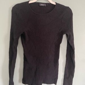 Black Ribbed Long Sleeve Top